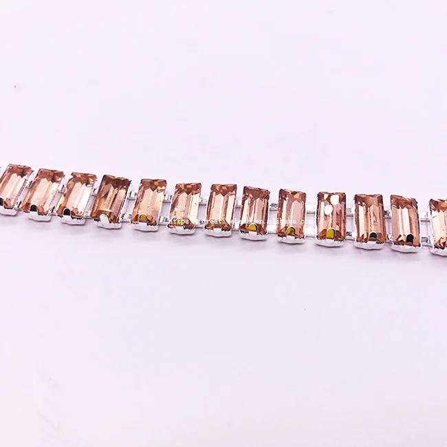 2025 New Product Peach Light Rhinestone Chain Cup Metal Chain for Garment Beaded Fringe Trimming for Shoes