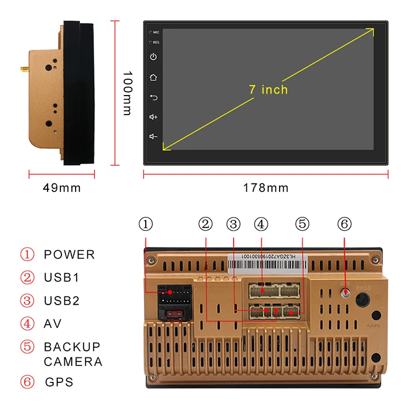 2 Din Android With Wifi GPS BT Rear Camera for 7 Inch Car Video Radio Stereo
