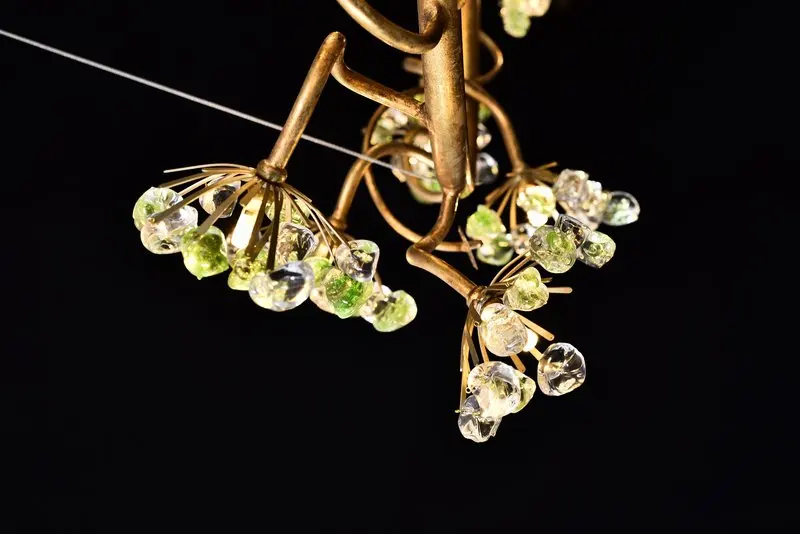 Meerosee Crystal Copper Pendant Lighting Wedding Tree Branch Chandelier for Living Room Modern MD87042