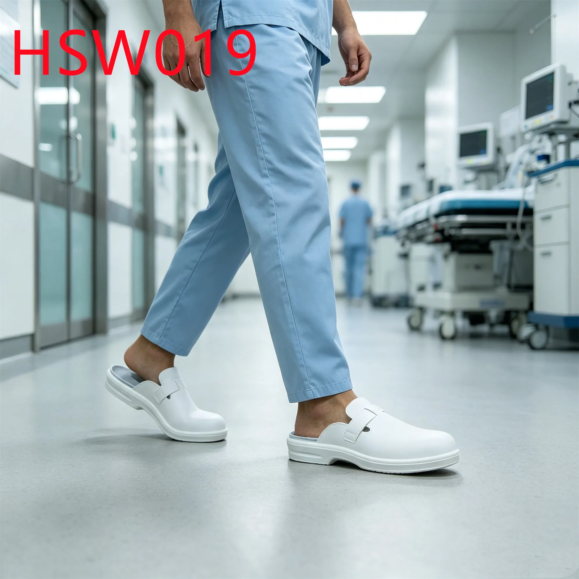 HY,Hygienic Working Bacteria-Proof Quick On/off Safety slippers Sterile Workshop ESD Hua Singh Work Clogs with Steel Toe HSW019