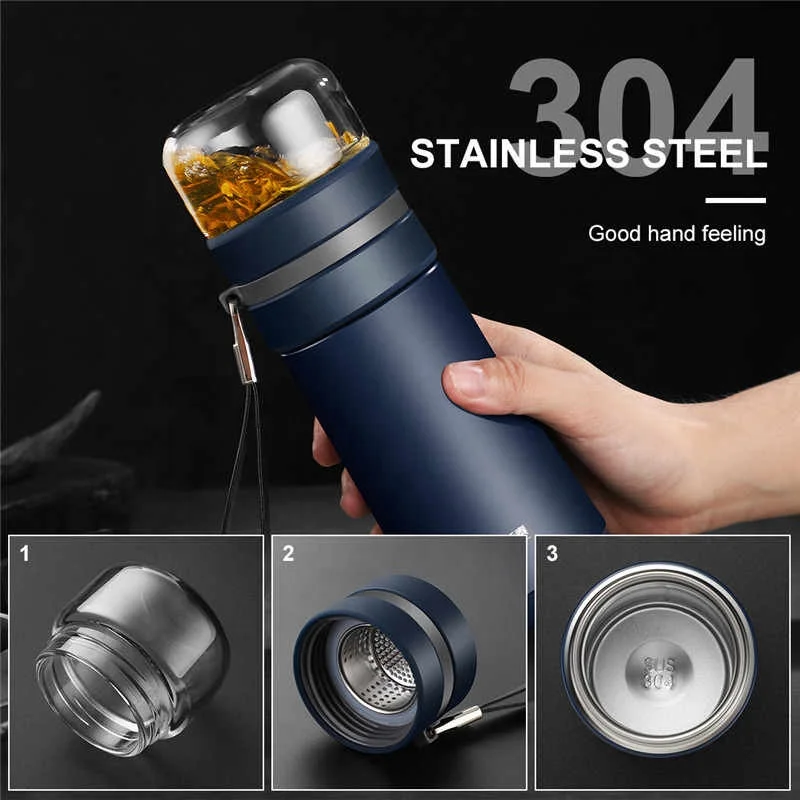 KAXIFEI Thermos Bottle Tea Filter With Tea Separation Strainer Infuser  Thermos Mug Vacuum Flask Bottle Business