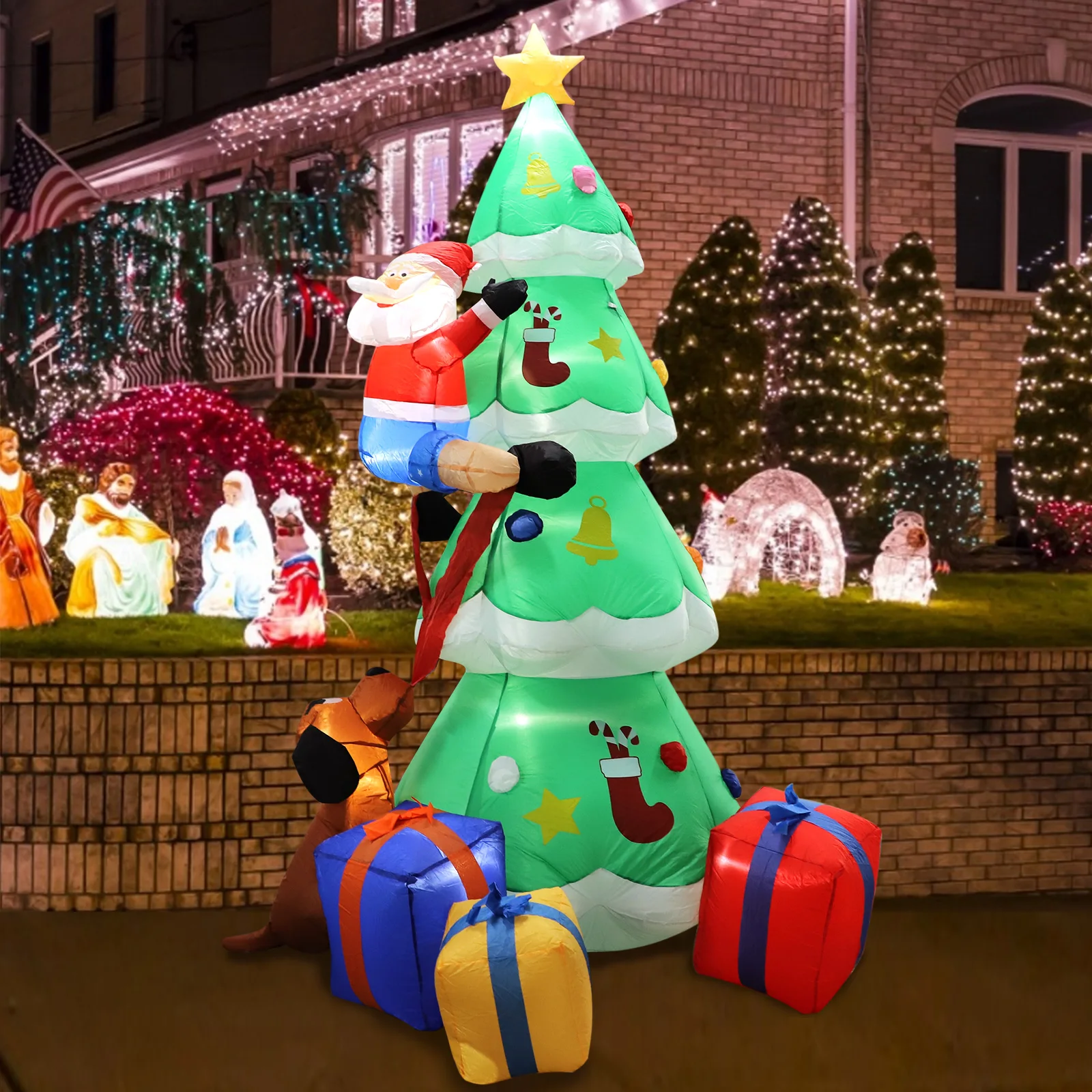 Inflatable Christmas Tree With Upgrade Rotating Led Lights For Holiday ...