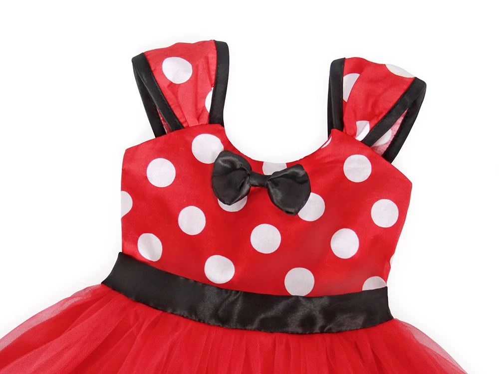 Kids Tulle Princess Puff Dress Halloween Costume Polka Dot Minnie Mouse Princess Tutu Dress for 3 to 6 Years Old Girl