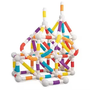 ITTL 3D DIY Assembly Soft Flexible Tube Sticks Balls Building Blocks Set Educational Construction Toys for Kids