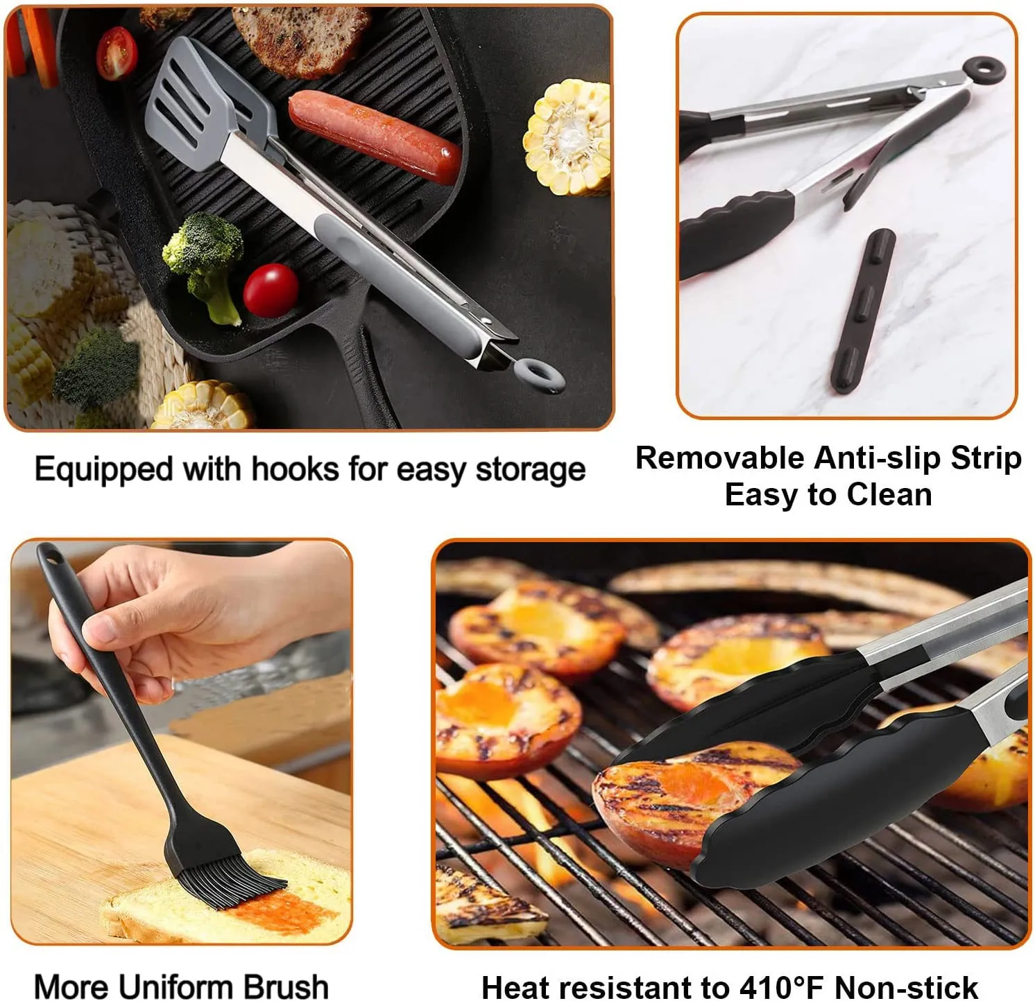 4 Pack Silicone Cooking Kitchen Tongs for Cooking With Silicone Tips Non-Stick BBQ Grilling Cooking Tongs/Food Tong manufacture