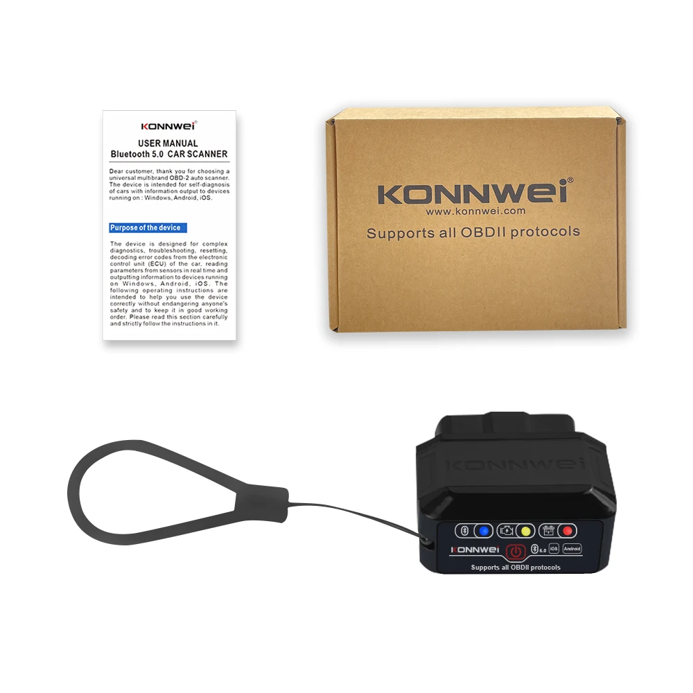 Protocol Car OBD2 Engine System Diagnosis Tool KONNWEI Wireless Bluetooth KW906 OBD2 Diagnostic Scanner for 12V Vehicle