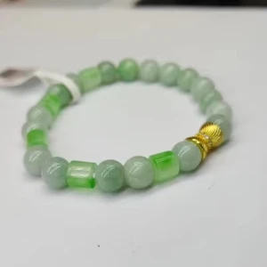 Chinese Retro Style Single Ring Elastic Rope Bracelet Made of Jade, Suitable for Both Men and Women to Wear