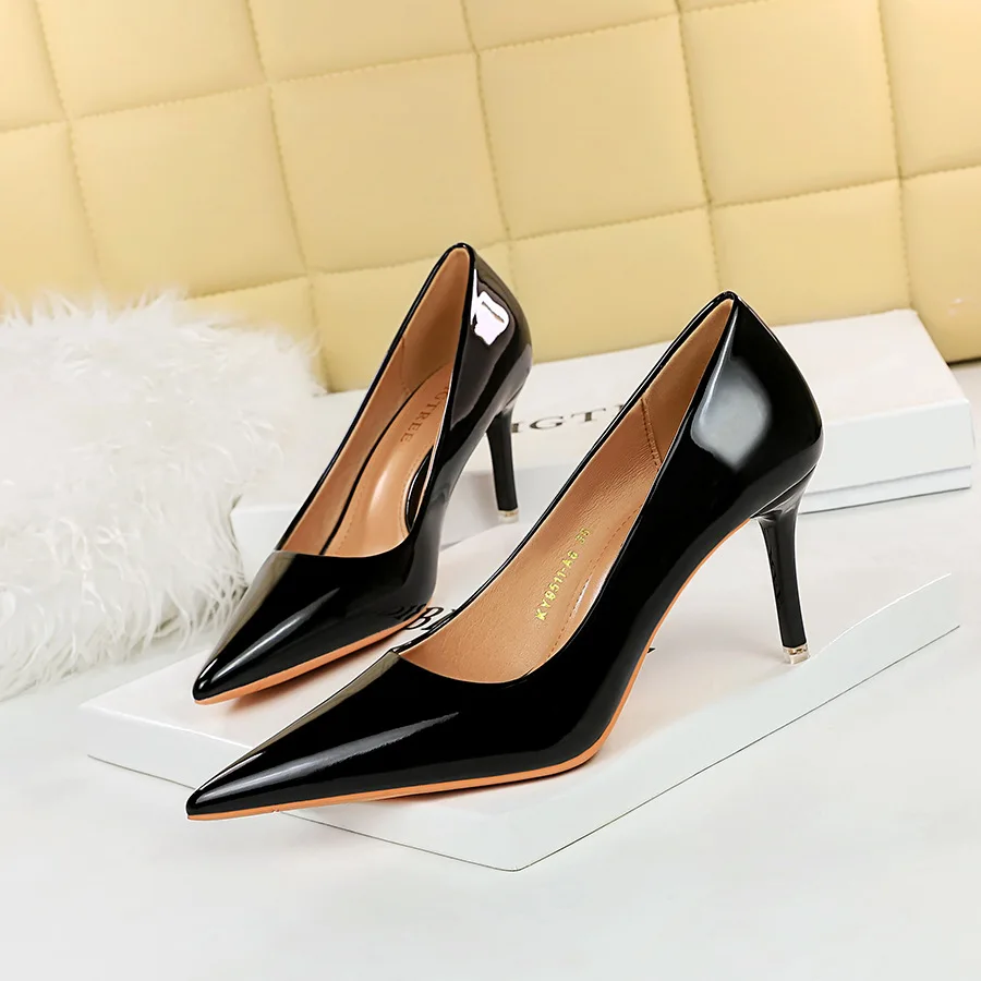 Dropship Women Pumps Patent Leather High Heels Shoes Women Basic