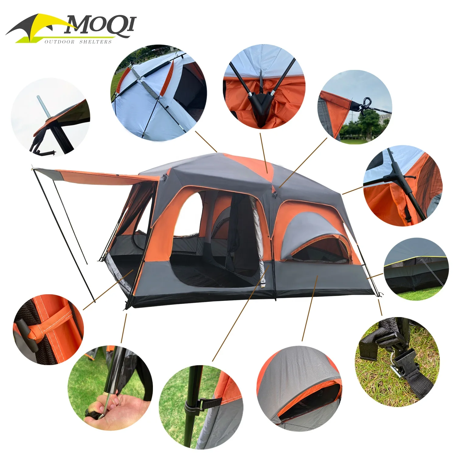 Hot Sale Two Bedroom One Living Room Large Size Waterproof Uv Protection  Family Outdoor Camping Tent For 8- 12 Persons - Buy Family Outdoor Camping 