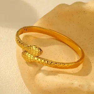 Personalized Design Fashion Bracelets Bangles Stainless Steel Snake-shaped Openable Bangles for Women