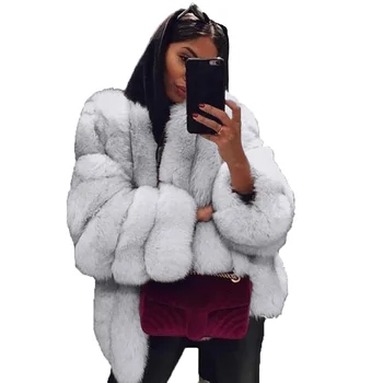 Wholesale New Fashion Ladies Winter Fake Fur Coats Women Faux Fox Fur Jacket Coats