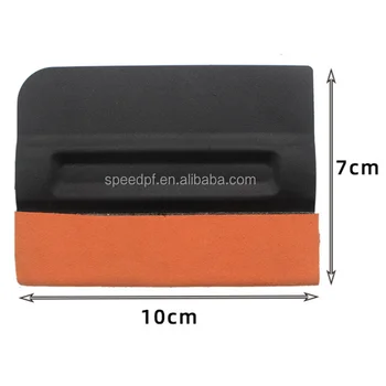 Durable black&orange 7*10cm car body vinyl wrap tool magnet rubber squeegee with suede fabric