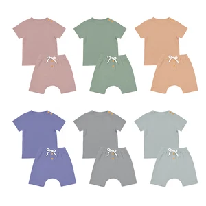 High Quality Wholesale Children Cotton Boy Short Sleeves With Pants 2 Pieces Suit Summer Kids Clothing Set