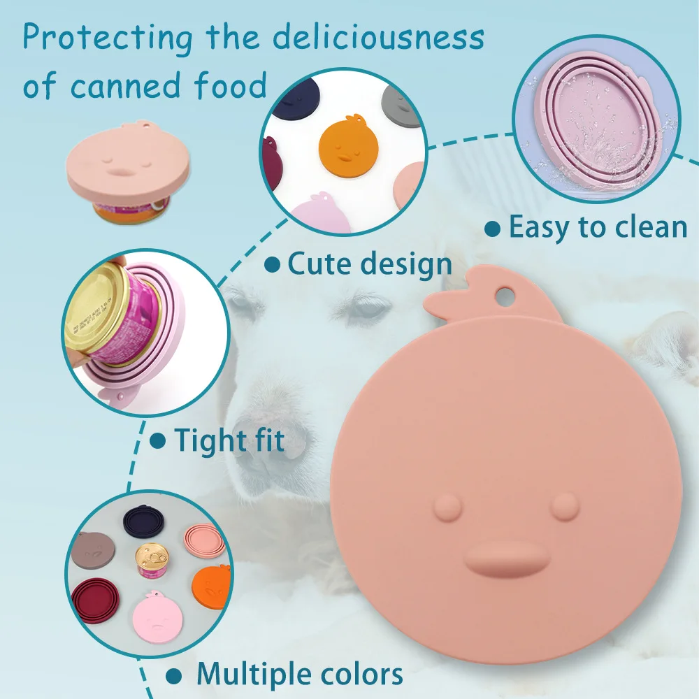 Pet Food Can Silicone Lid, Cute Airtight Seal Cover for Dog & Cat Food Storage, Reusable Eco-friendly Silicone Pet Supply supplier