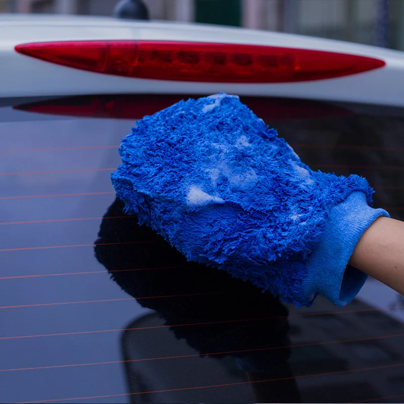Custom Microfiber Waterproof Car Soft Plush Gloves Cleaning Car Washing