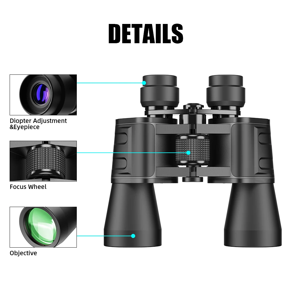 Adult High Definition Compact Binocular Powerful Telescope Binoculars Adult 7X50 10x50 Binoculars for Hunting