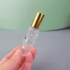 Transparent bottle with gold lid