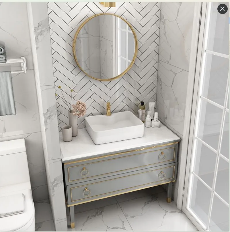 Modern European Style Water Resistant  Lacquer Painting Modern Bathroom Cabinet  Vanity
