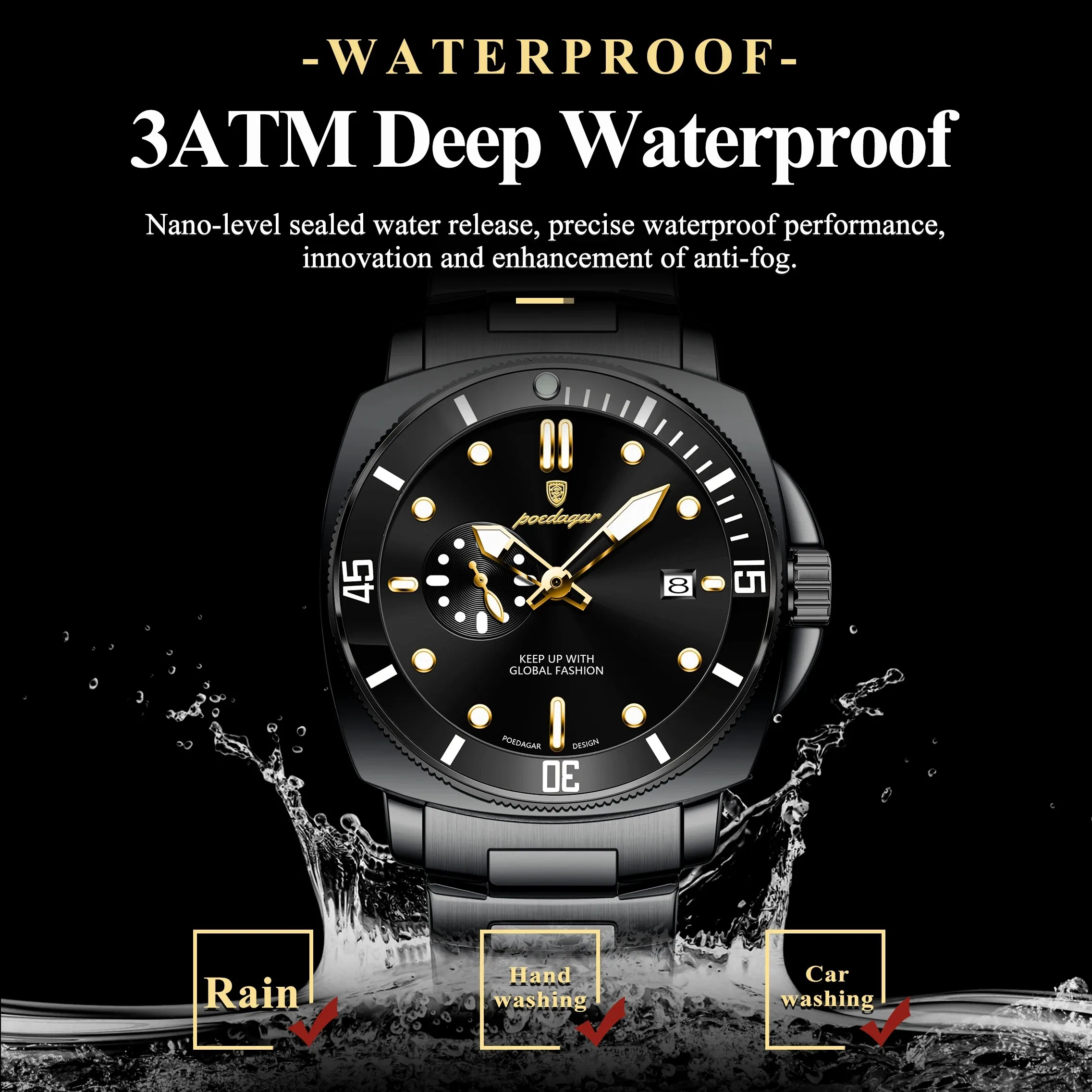 POEDAGAR 873 Top Original Fashion Wristwatch Luminous Waterproof Date Classic Men's Watc aperçu 3