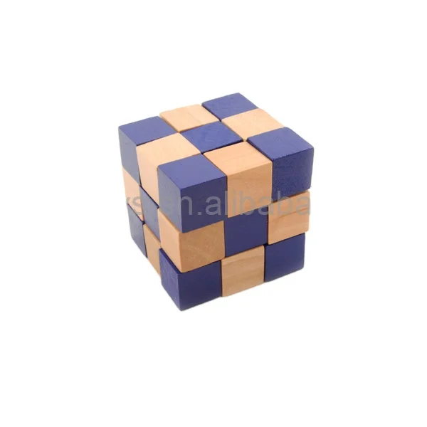 Colored Magic Cube Brain Teaser - 3D Wooden Burr Puzzle for Kids 5-7 ...