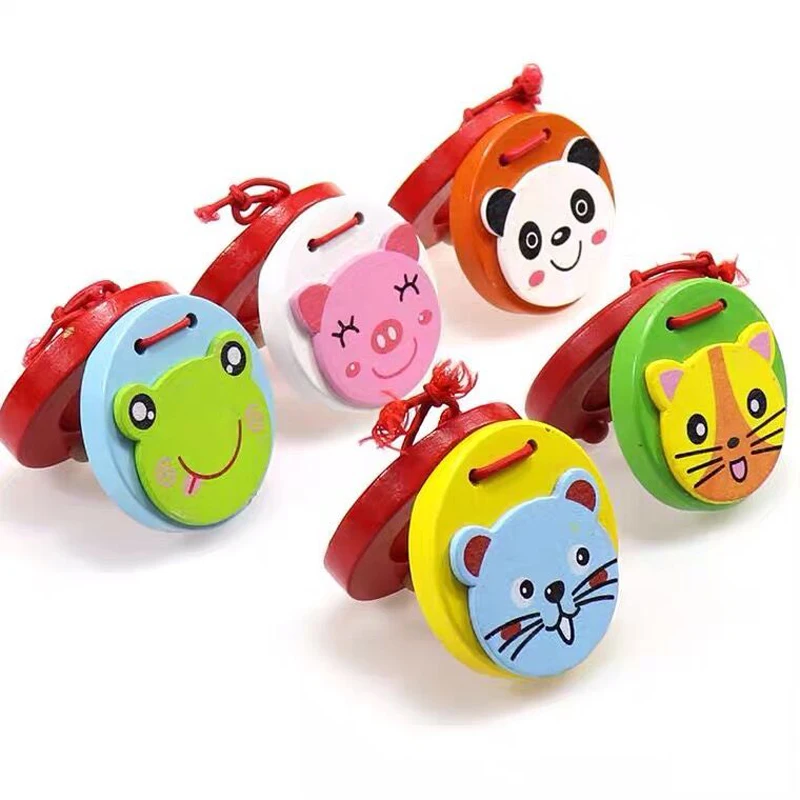 Деревянные Мультяшные животные для детей, интеллектуальные музыкальные кастеты, Хлопушка, игрушка для раннего развития, музыкальные игрушки, подарок на Рождество, случайный цвет