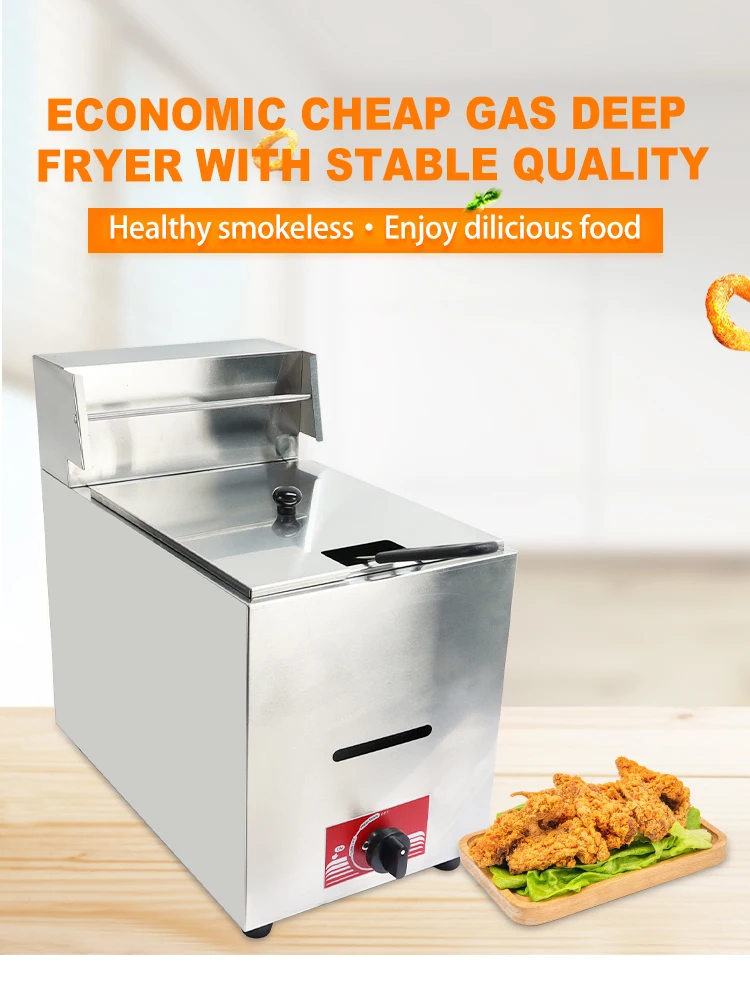 Single Tanks Stainless Steel Chicken Chips Fryer Deep Commercial gas Machine Fryer details