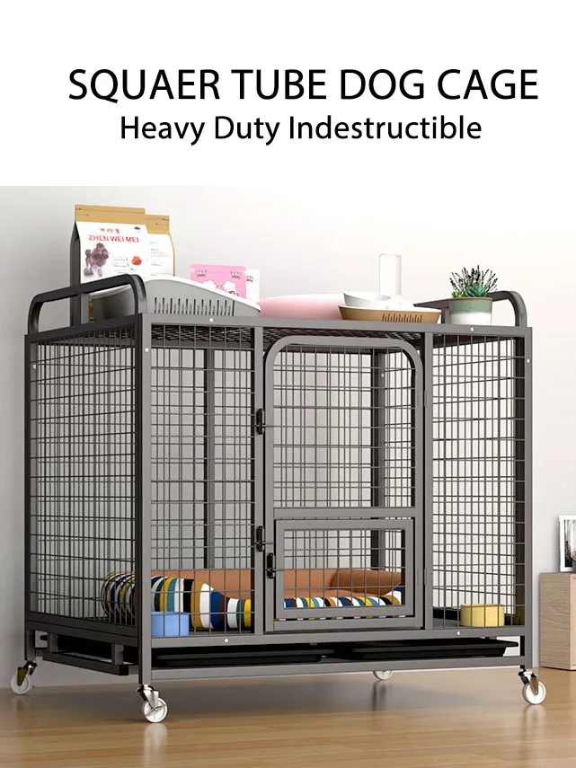 Heavy Duty Rolling Stainless Steel Pet Dog Cage Metal Kennels Large Dog