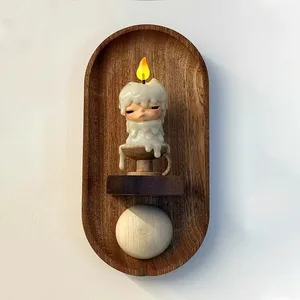 Minimalist Style LED Wooden DIY French Decorative Pendant Touch Control Wall Lamp for Living Room Bedroom Home Use