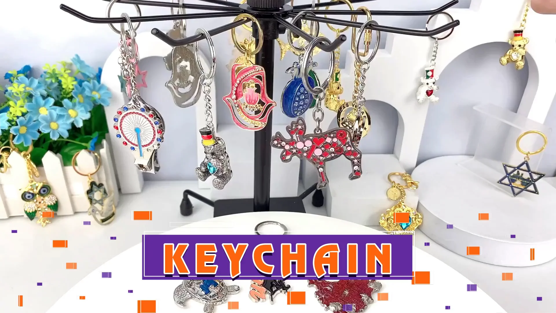 Black Iron Useful Keychain Display Rack Stand For Display Some