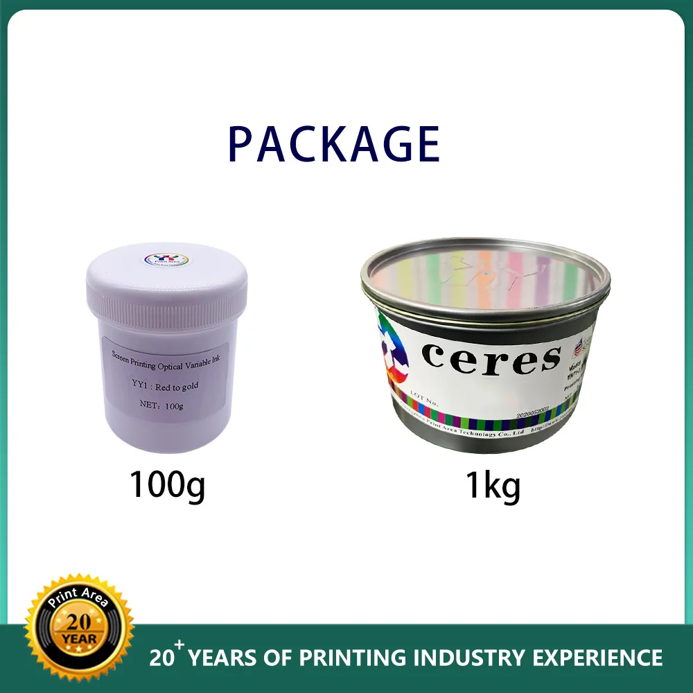 Ceres  Screen Printing Optical Variable Ink F8 Yellow Green to Blue Optical Variable Ink for Security Document