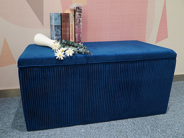 HStex Customized Modern New Style Velvet Large Ottoman Bench Multi-functional Foot Storage Stool Pouf