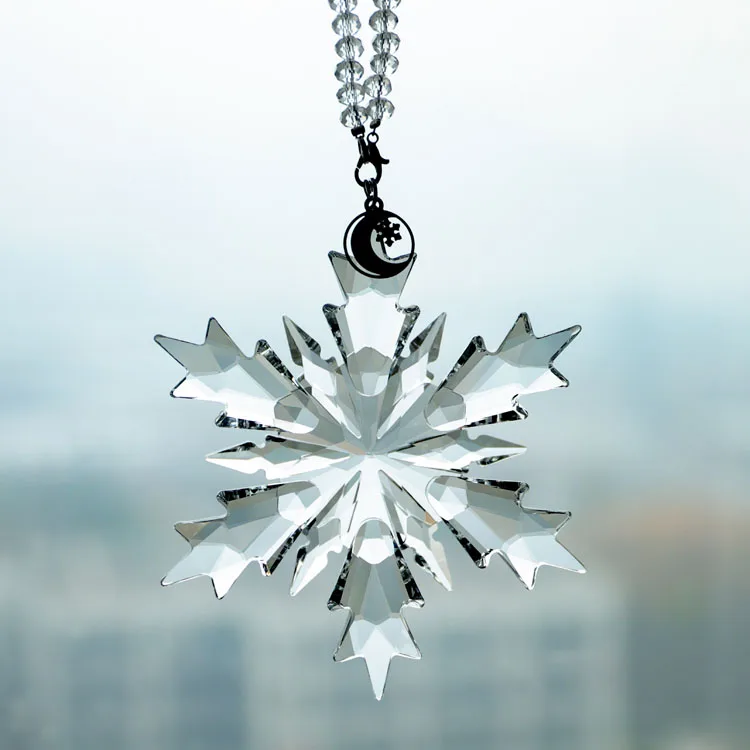 product wholesale fashion gifts hanging clear christmas glass snowflake ornament crystal glass pendant-34