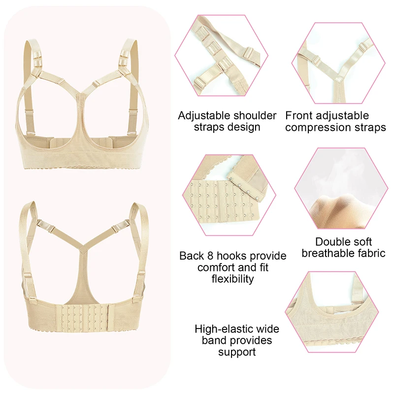 Recovery Shaper Tops Medical Grade Compression Bra Post Surgery Breast Augmentation Bra