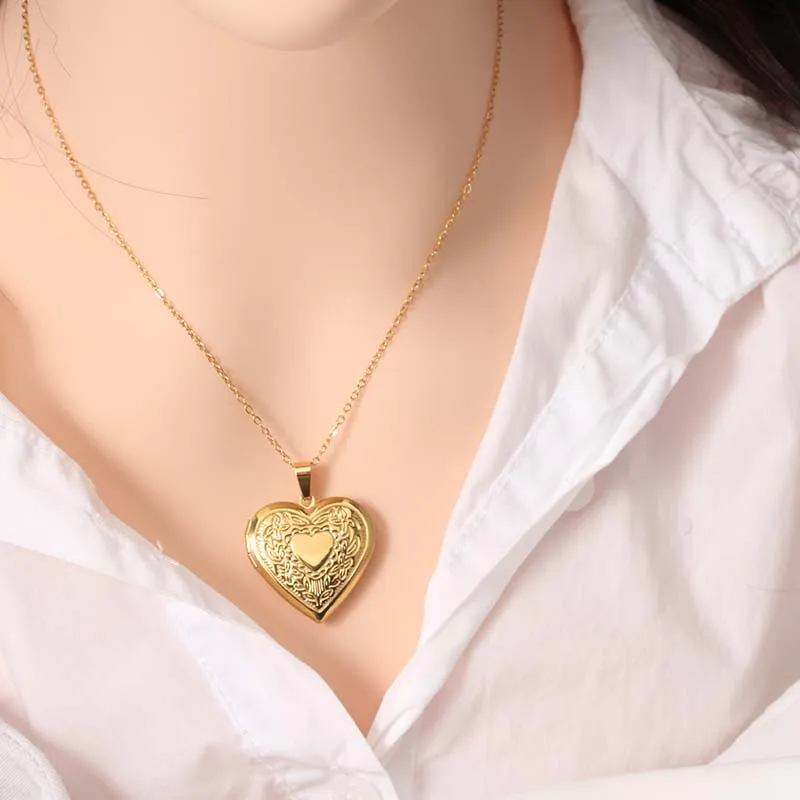 Photo Heart Locket Necklace