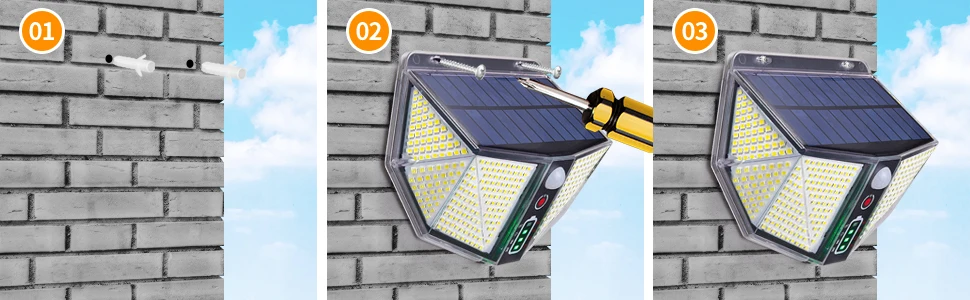 product 3000 mah battery ip65 waterproof 270 wide angle outdoor 410 led powered flood wall solar motion sensor lights for garden yard-43