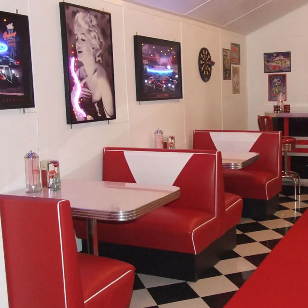 America Style 1950s Vinyl Leather Restaurant Booth Seating, Restaurant Booth  Set for Sale, Retro American Diner - China Cafe Booth, Booth Seating