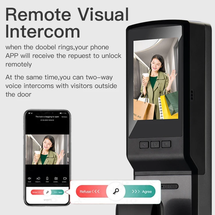 Tuya App Smart Life Video Intercom 3d Face Recognition Fingerprint Password Digital Lock Keyless Card  Smart Door Lock DF11