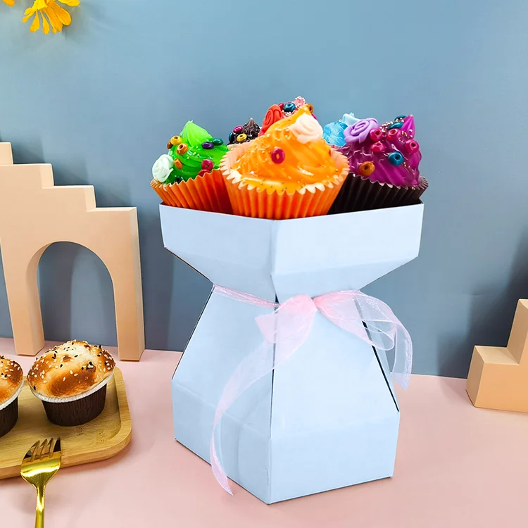 Custom Paper Printing Cupcake Bouquet Floral Boxes Flower Packaging Box for Bouquets