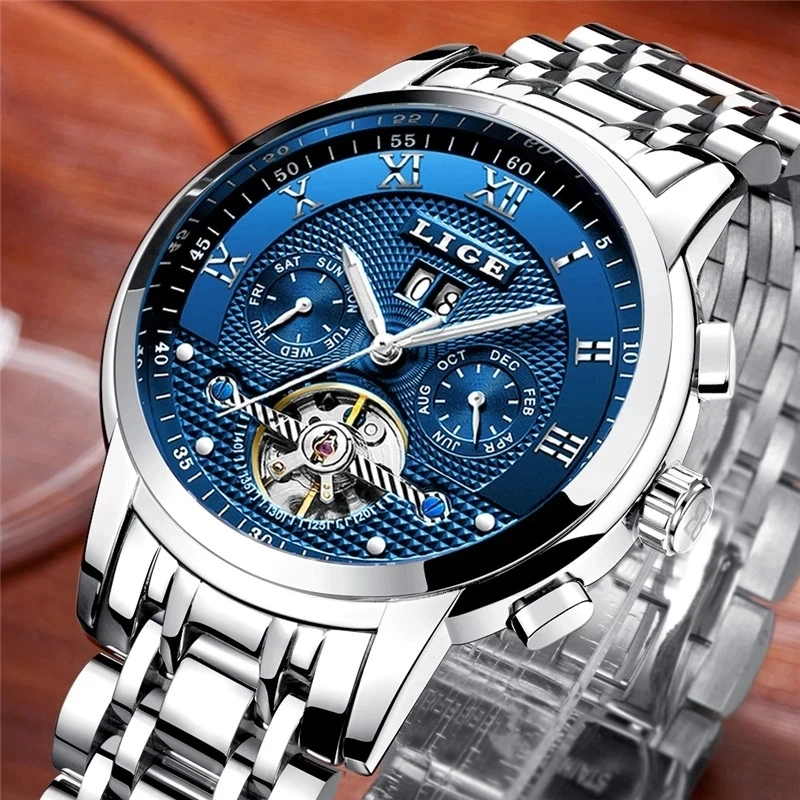 LIGE Tourbillon Multi-function Men Watch Casual Luxury Waterproof