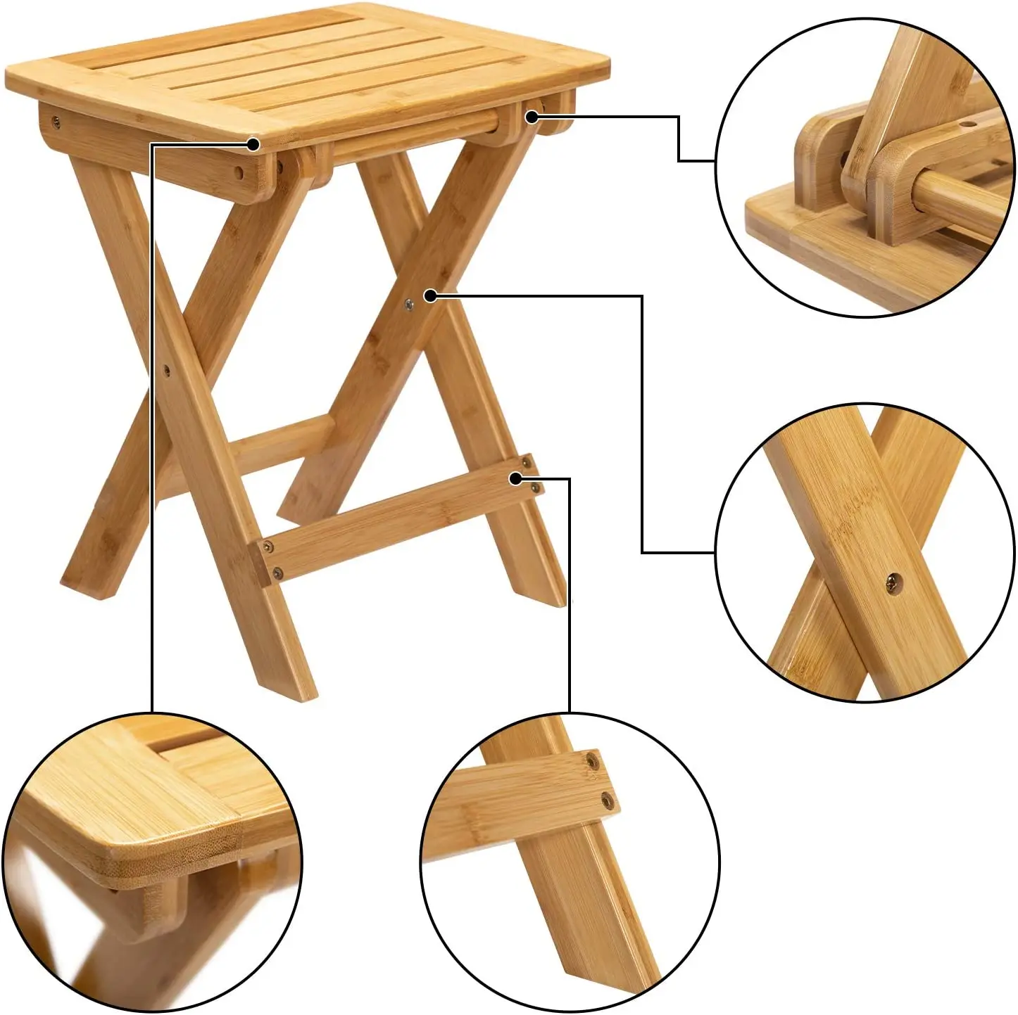 product modern bamboo folding stool natural shower bench foot rest for seating for home and living room furniture-1