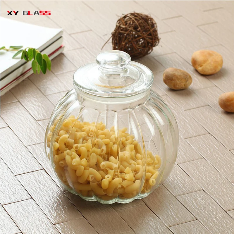 Reusable Heart Pumpkin Shaped With Lid Cooking Borosilicate Glass Jar