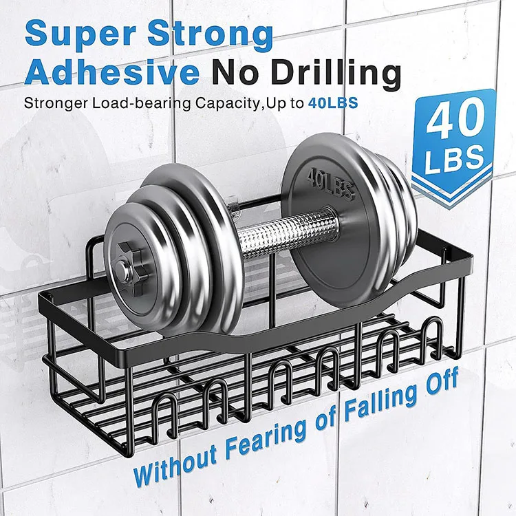Hot Selling Bathroom No-Punch Storage Shelf Wall Mounted Iron Product Shower Shelf