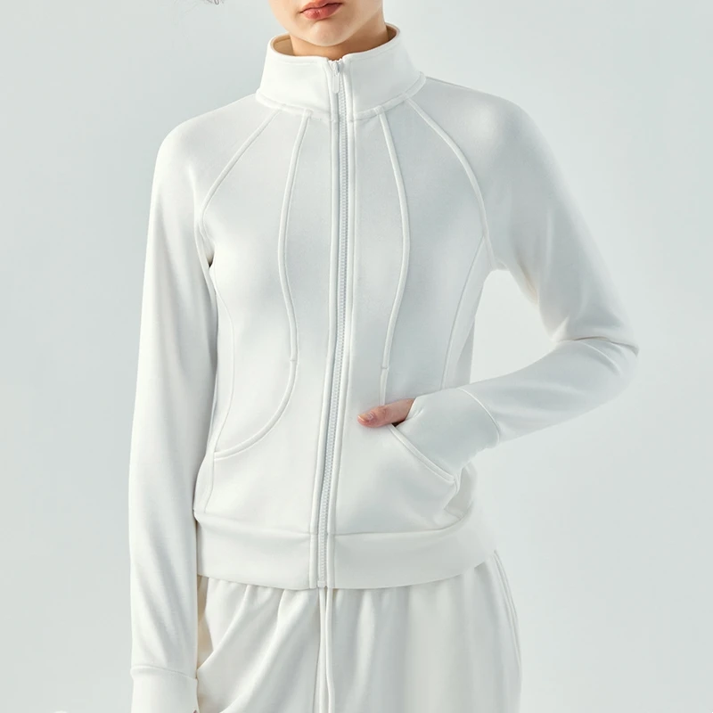 Women's Full Zip up Sweatshirt Jackets Long Sleeve Stand Collar