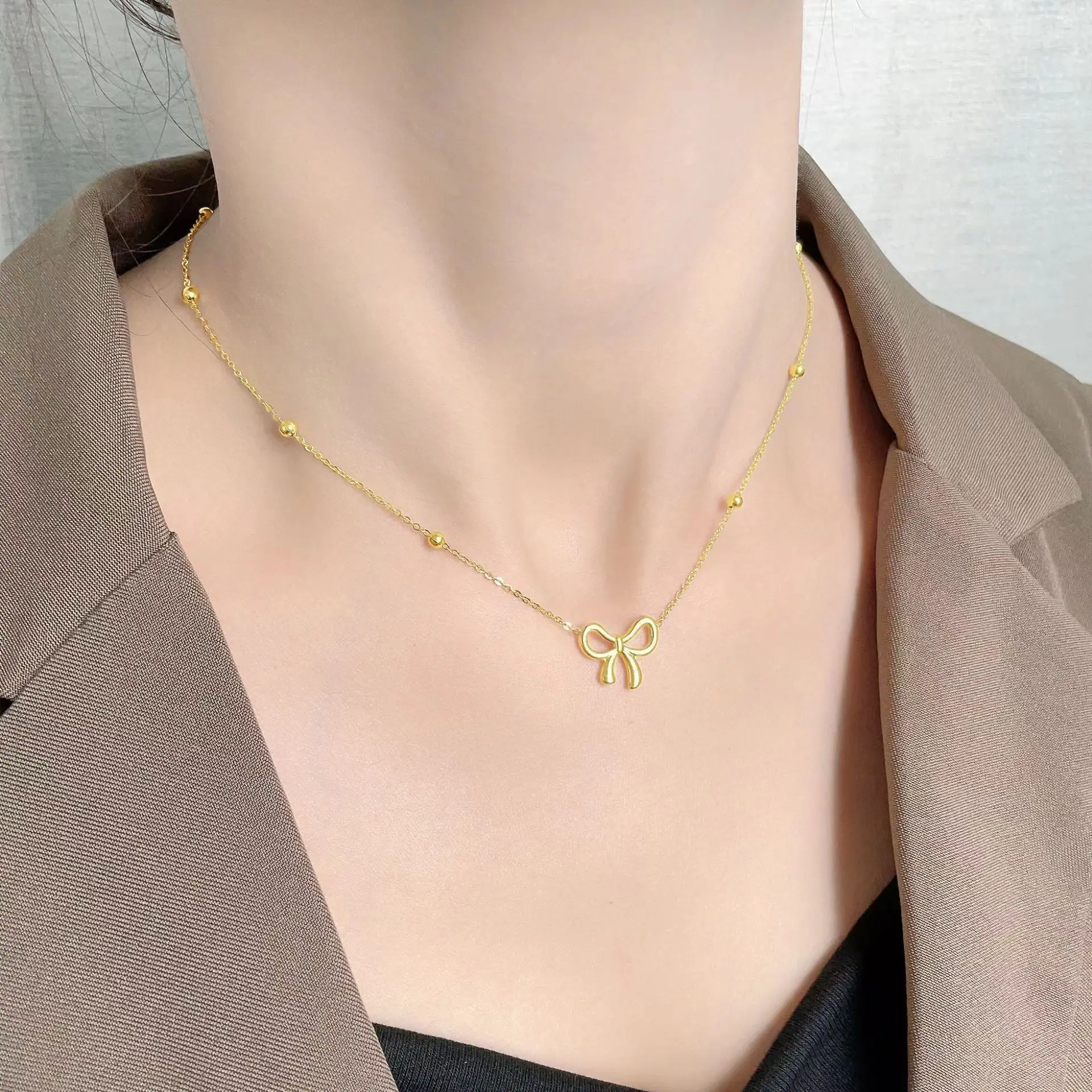 18k Gold Plated Bow Necklace - Tarnish Free & Elegant