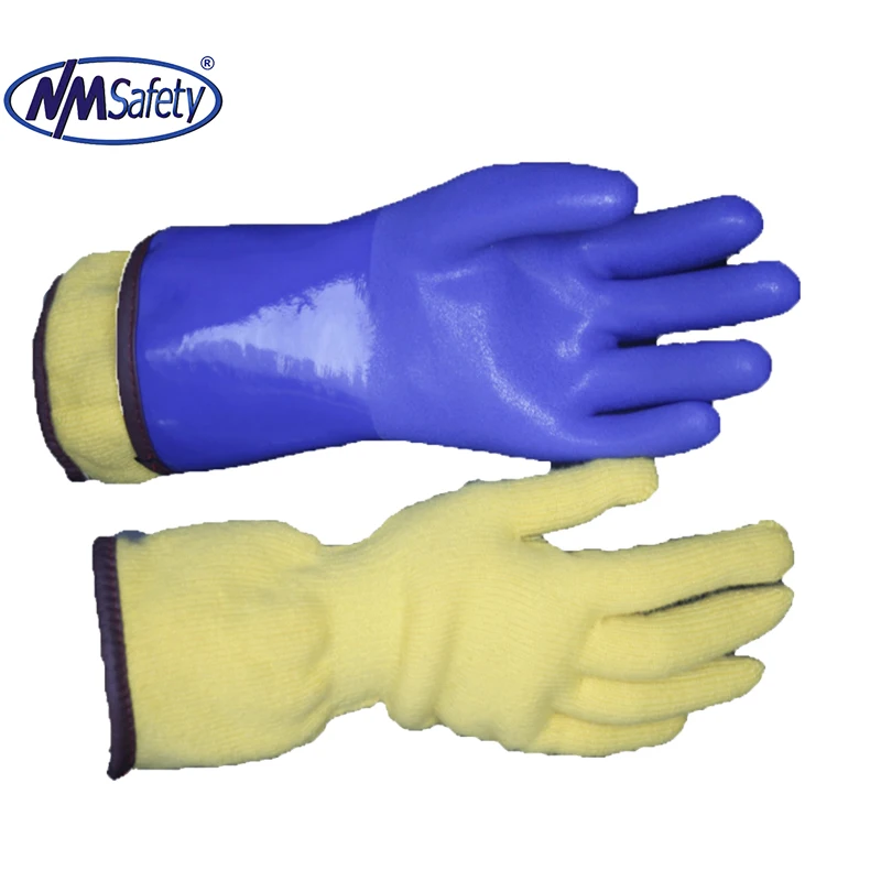 NMsafety Food Processing Warm Liner Cold Resistant Blue Fully Coated PVC Waterproof Thermal Food Safety Winter Work Gloves