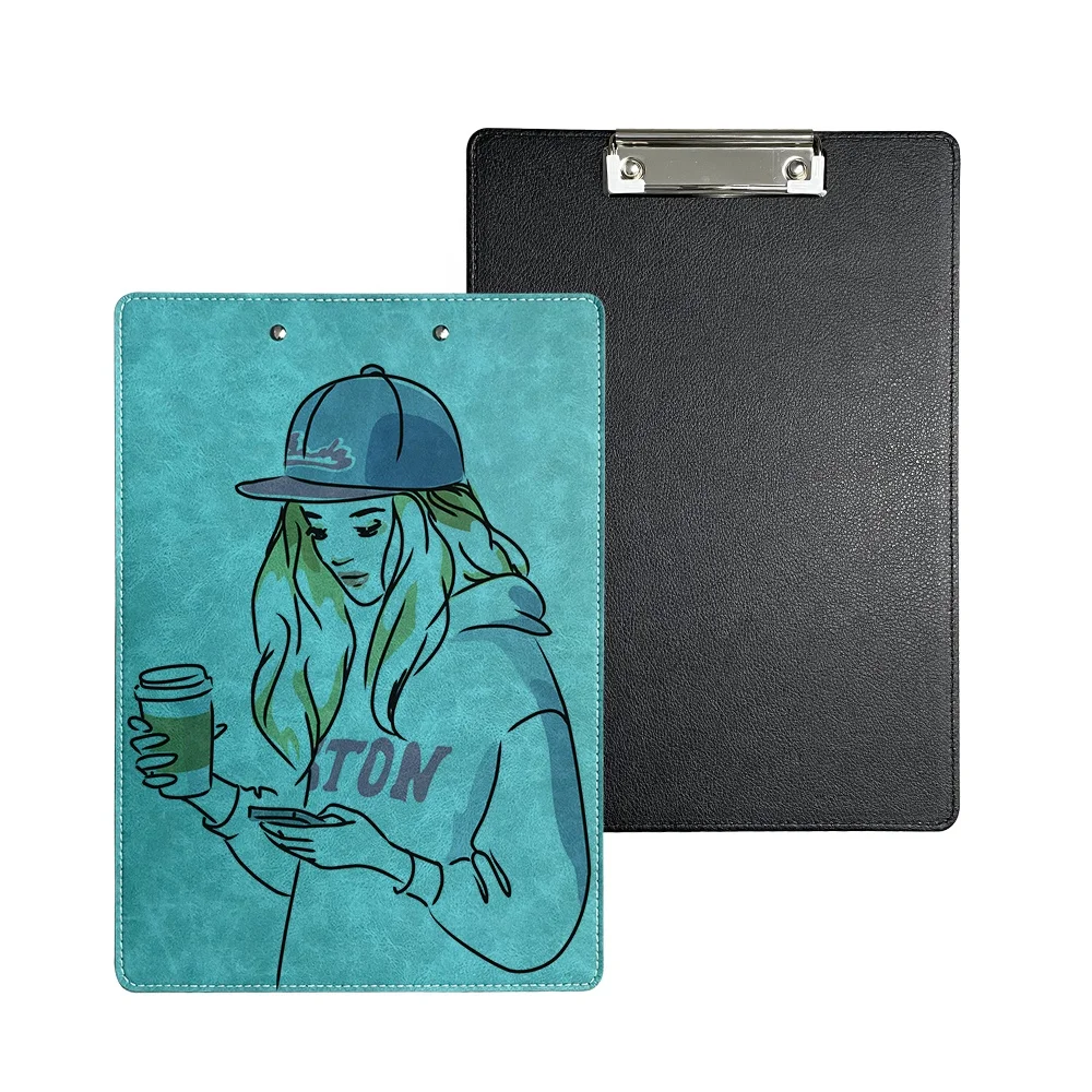 Sublimation PU Leather Clipboard with Metal Clip (Green, A4 size