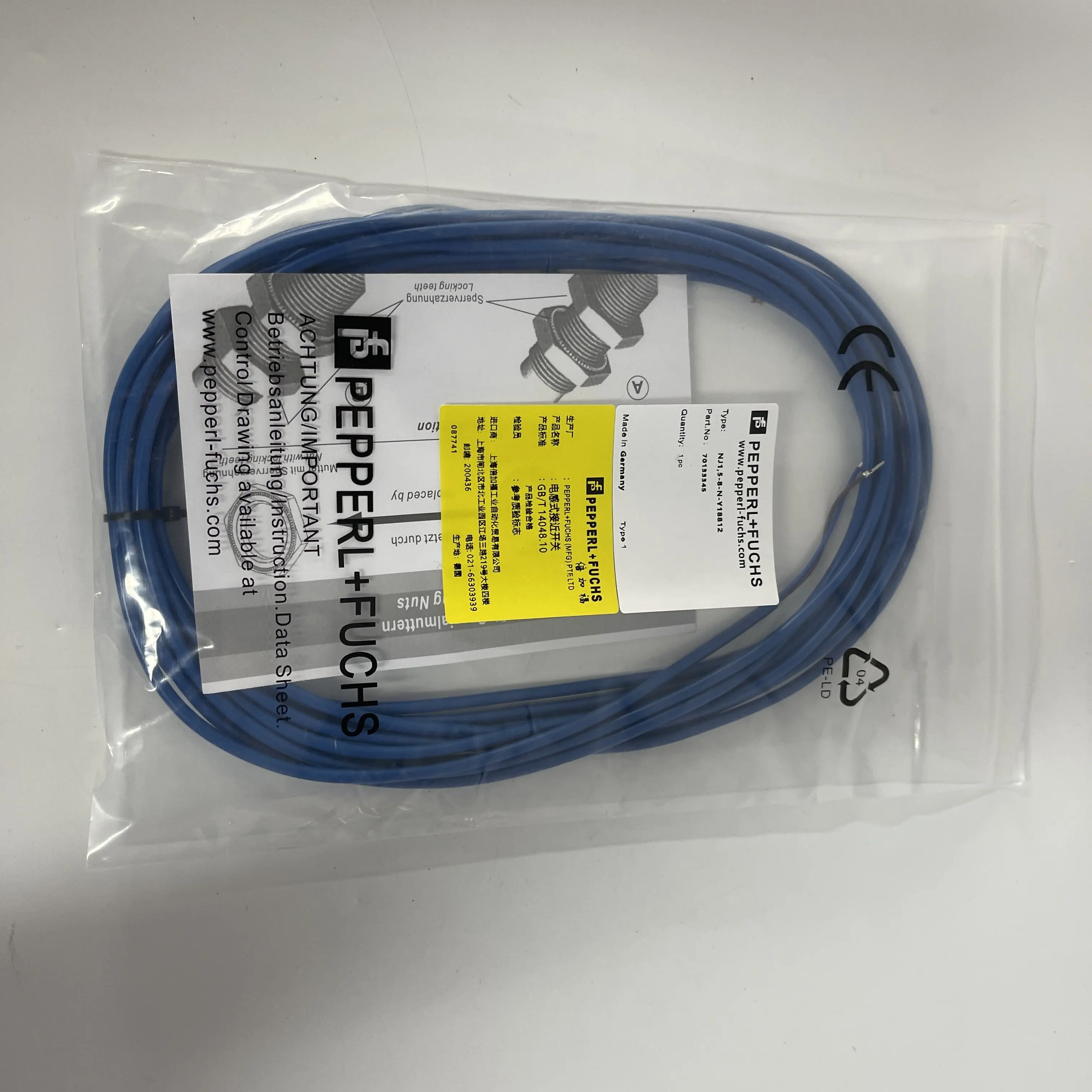 PEPPERL+FUCHS Inductive Sensor NJ1,5-8-N-Y18812 PEPPERL+FUCHS Inductive Sensor NJ1,5-8-N-Y18812