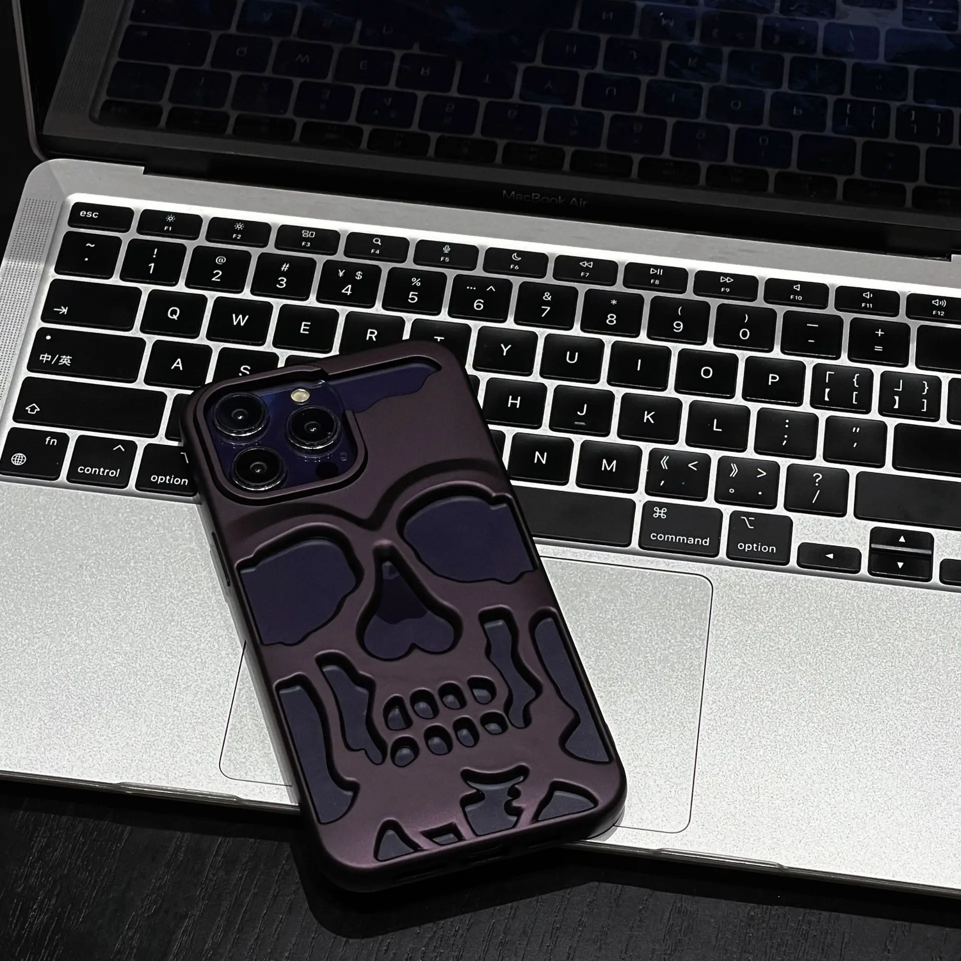 Halloween Matte Skull Hollow Phone Case for iPhone 11 12 13 14 15 16 Pro Max Cooling Anti-fall Mobile Covers
