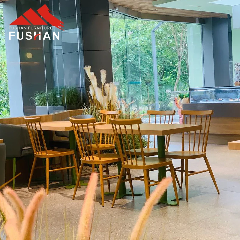 Durable Aluminum Wood Grain Nordic Kitchen Restaurant Dinning Chair For Restaurants And Coffee Shop