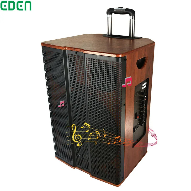 15 Inch Professional Speaker DJ Karaoke Speaker Sound Box Wireless BluetoothWooden Trolley Speaker With MIC